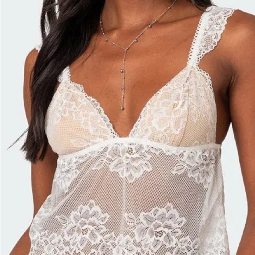 Edikted White Lace Crop Top